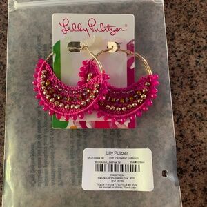 NWT Lilly Pulitzer Pink/Gold Hoop Earrings